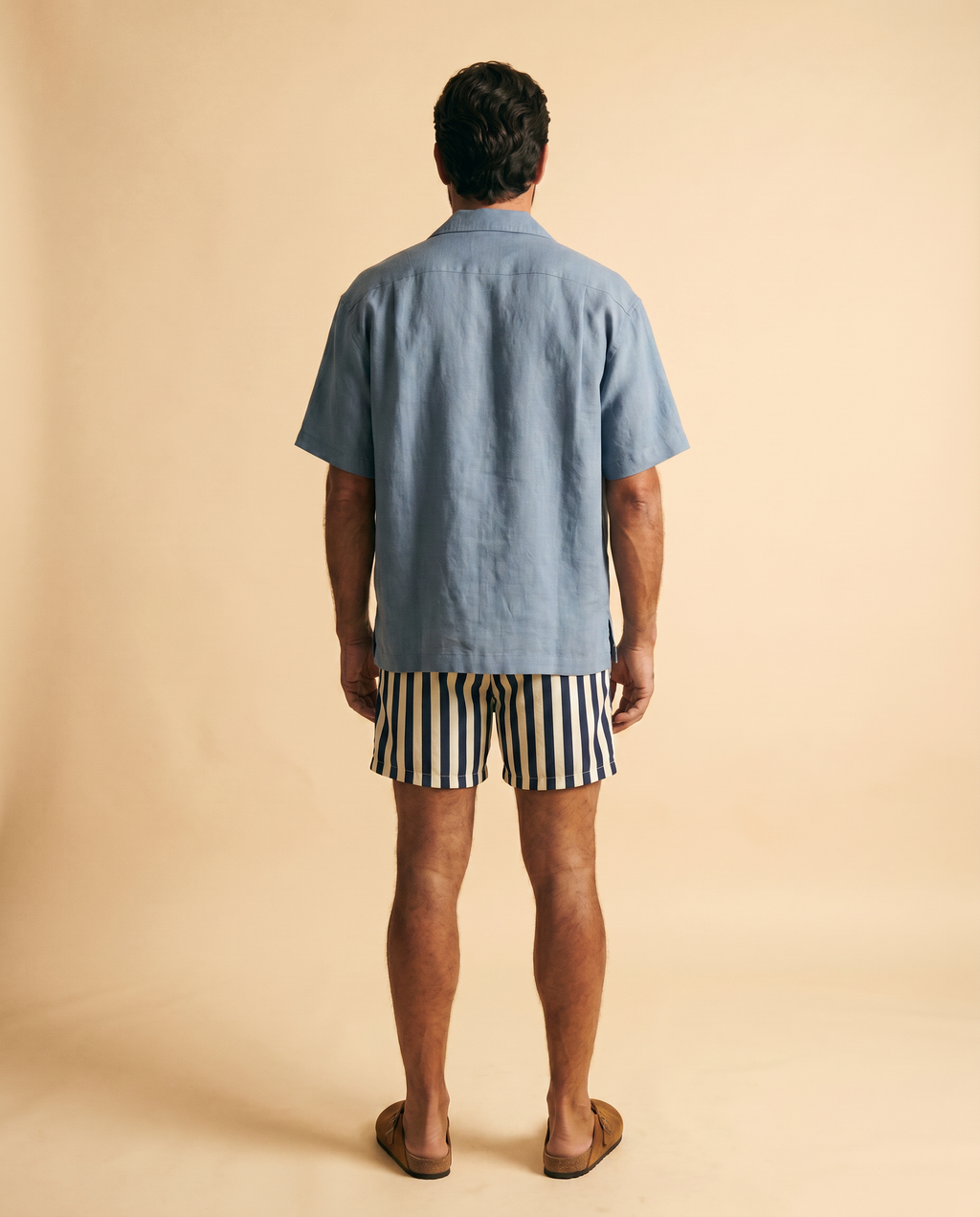 Santorini camisa lino azul - espalda