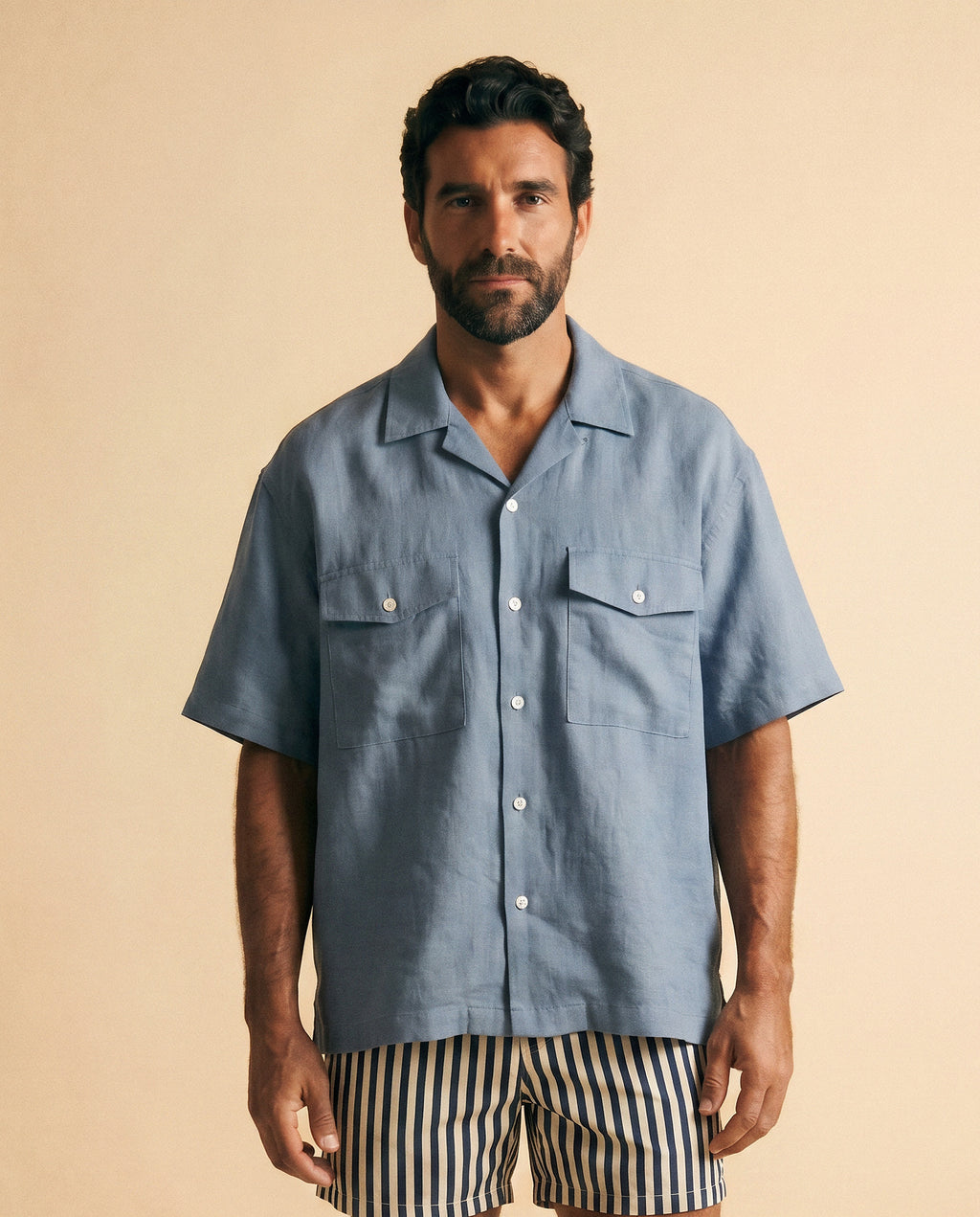 El Puerto — Camisa de lino azul