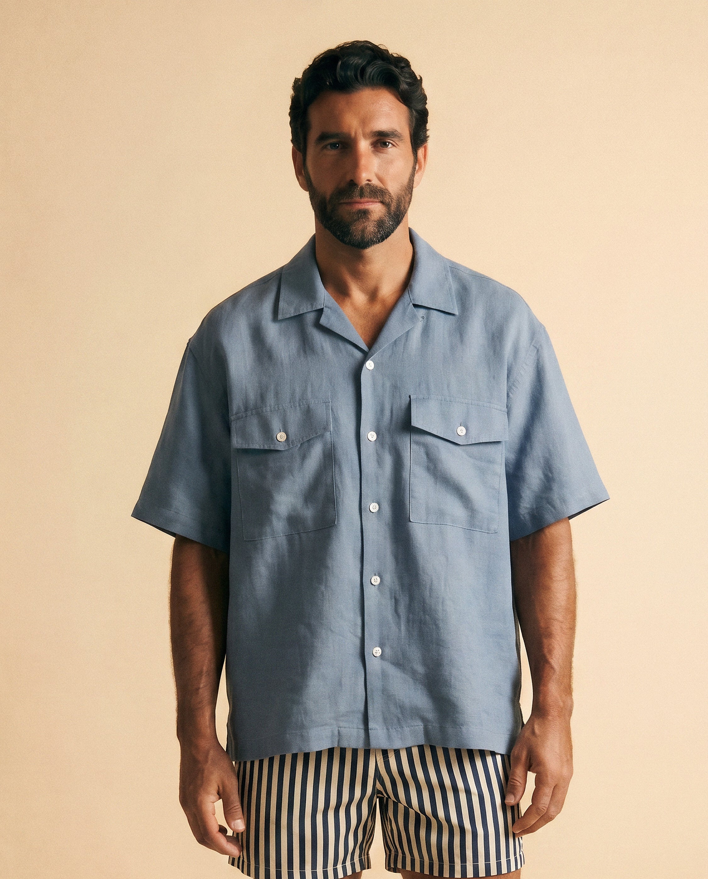 El Puerto — Camisa de lino azul