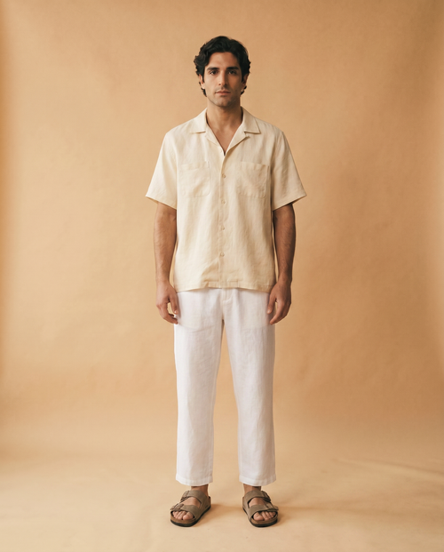 Camisa de lino crema Amalfi - vista frontal